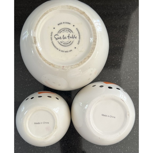 Snowman Measuring Cup‎ Set by Sur La Table Nesting Bowls Snowman Face Set of 3 - Picture 6 of 10